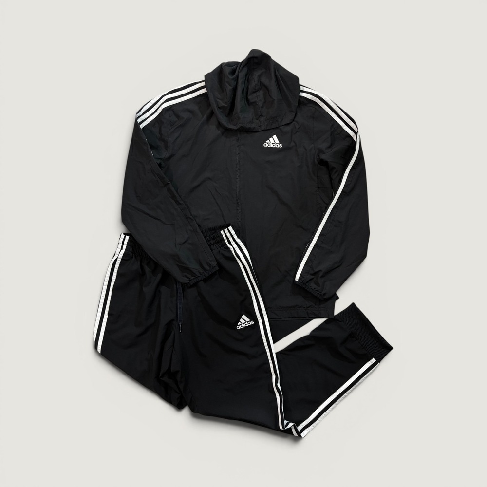 Adidas bundle Tracksuit Women Medium Black Hooded Windbreaker Jogger Set